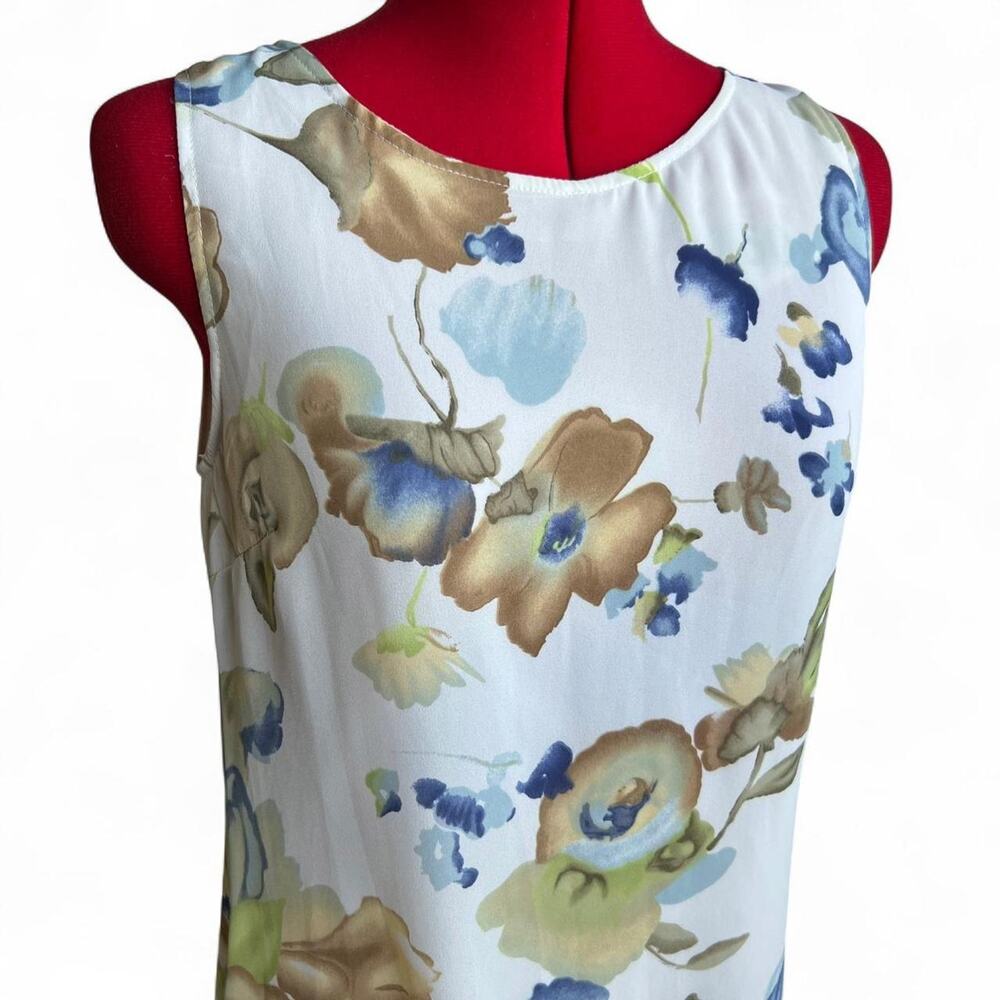 Vintage Multicolor Watercolor Floral Sleeveless Maxi Dress Size 7/8 - Picture 2 of 8